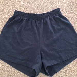 Soffe Size Medium Navy Elastic Waist Shorts Cotton Polyester Athleisure